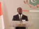 Alassane Ouattara, donnant une allocution lors d'une réunion de la CEDEAO le 7 janvier 2020.